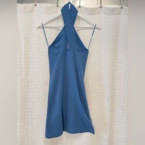 Le Lis Backless Blue Halter Dress
